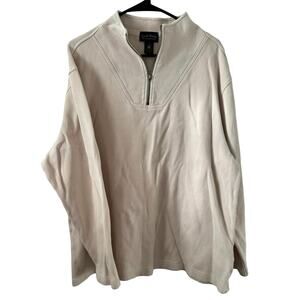 Vintage Club Room Mens XL Beige 100% Cotton Half Zip Mock Neck Golf Sweater